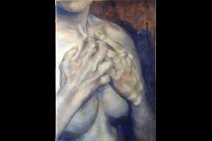Prendimi le mani..., anno 2017  -  matita e acrilico su tela, cm 50x70  (collezione privata)
