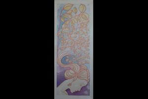Foglie in sogno, anno 2012  -  acquerello e acrilico su tela, cm 18,5x49   (collezione privata)